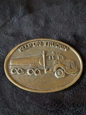 Keep on Trucking " Tanker Truck Brass Buckle
